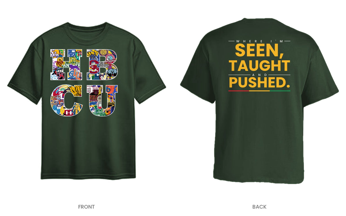 Forest Green tee, front and back, design 12