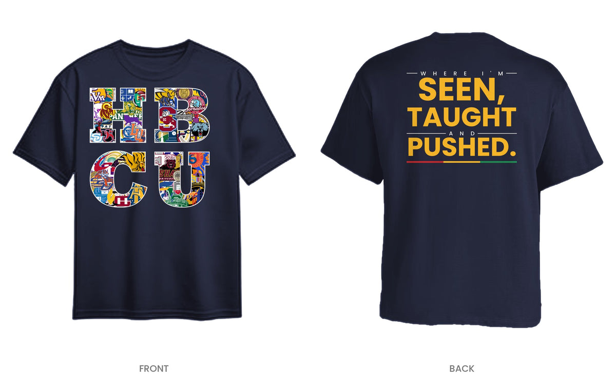 Navy tee, front and back, design 12