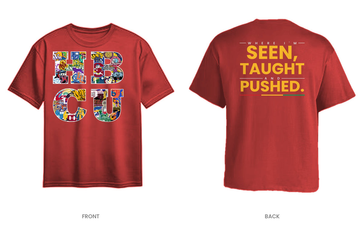 Red tee, front and back, design 12