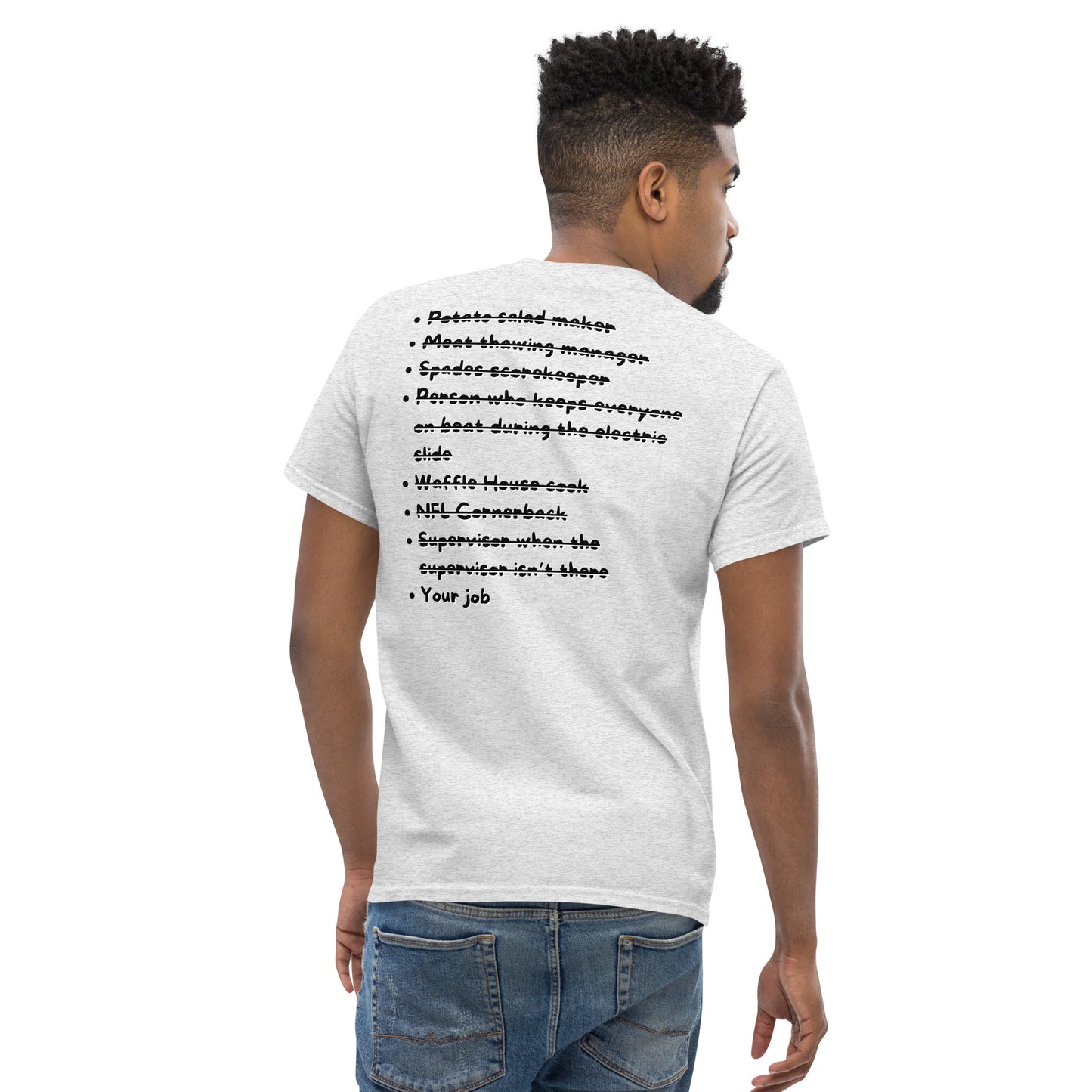 Black jobs T-shirt (Black writing)
