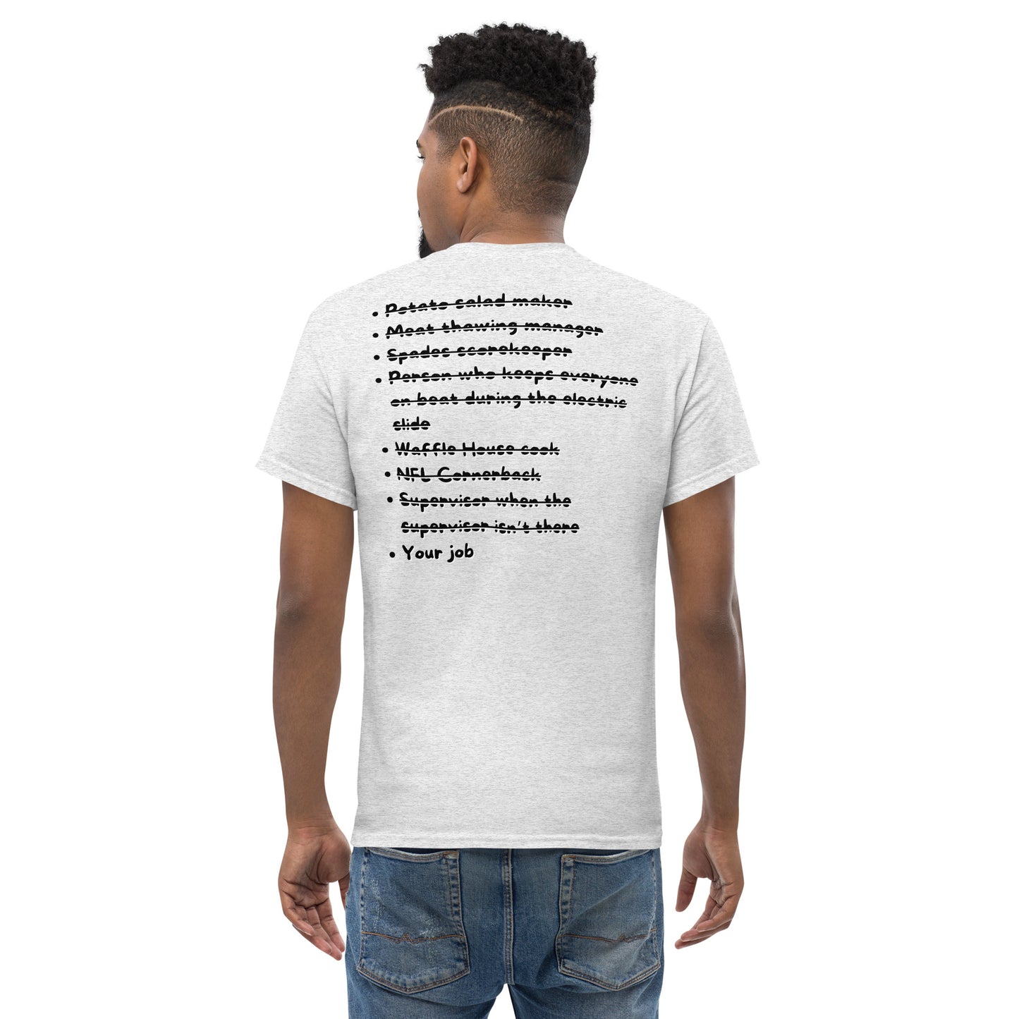 Black jobs T-shirt (Black writing)