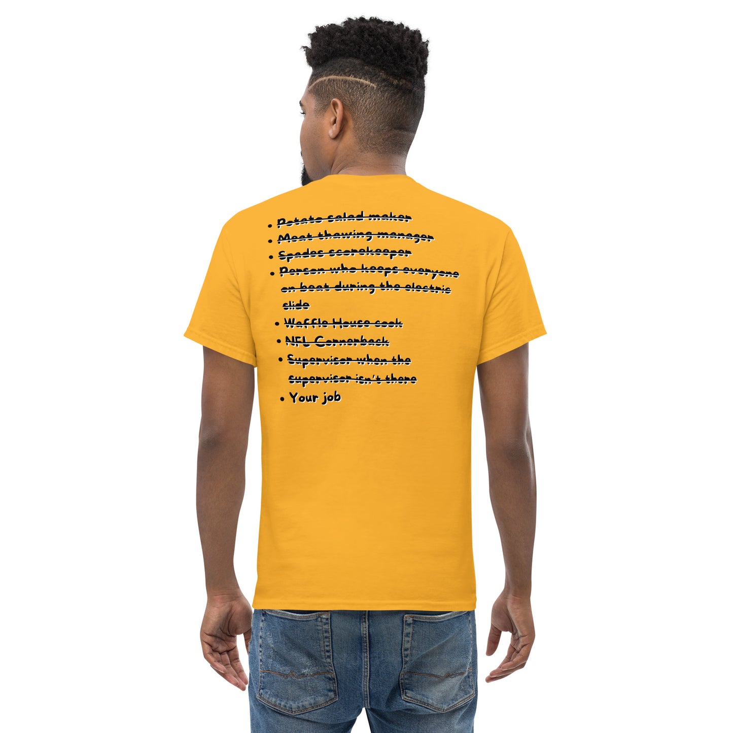 Black jobs T-shirt (Black writing)