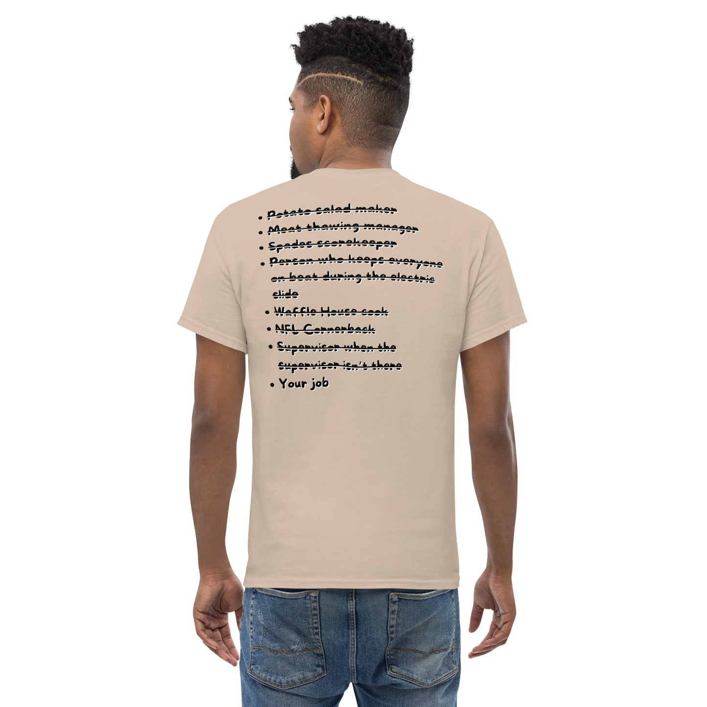 Black jobs T-shirt (Black writing)